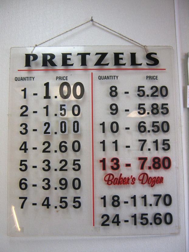 mart pretzel bakery prices
