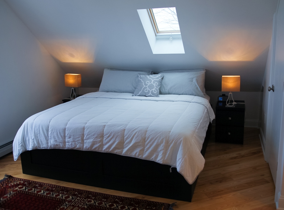 airbnb skylit bed
