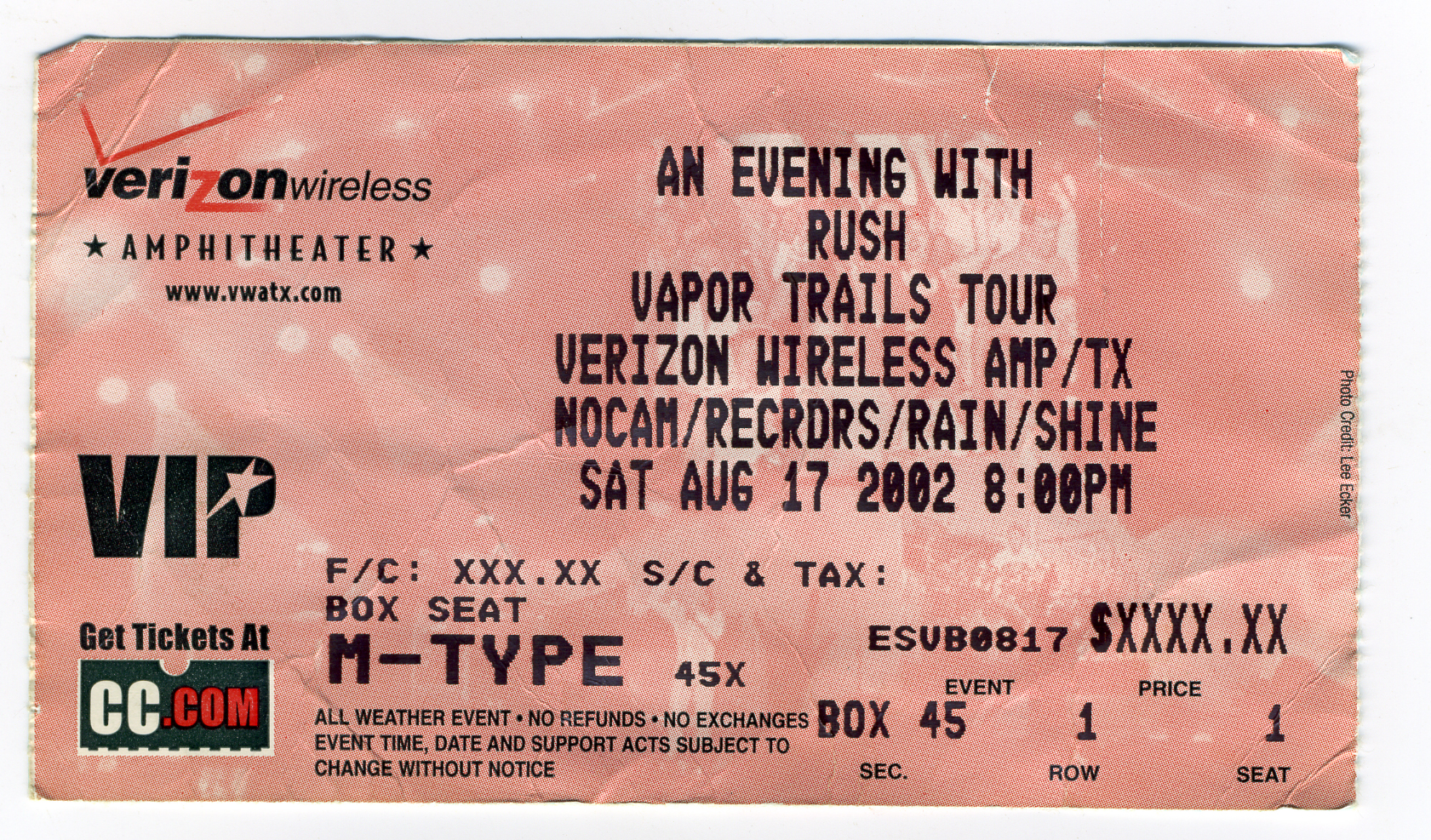 Rush Vapor Trails Tour